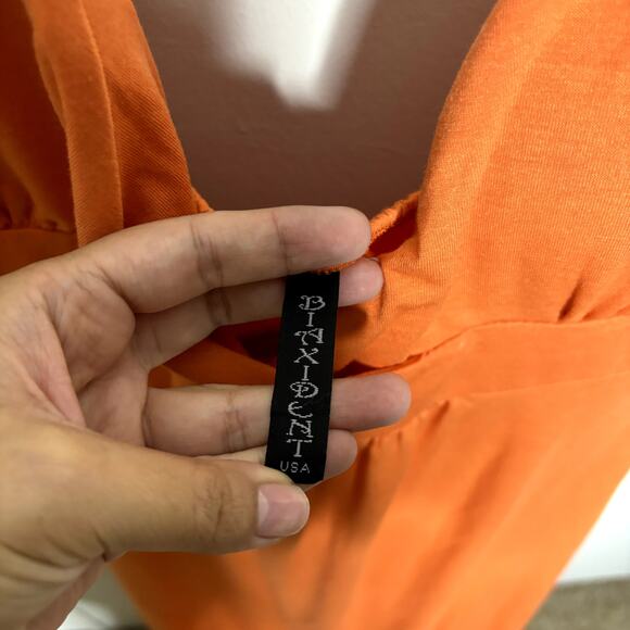 Blaxident Orange Maxi Halter Dress Sz L - Picture 4 of 10